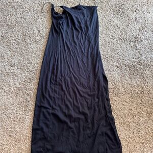 Joah Brown Ribbed Black Sleeveless Dress
